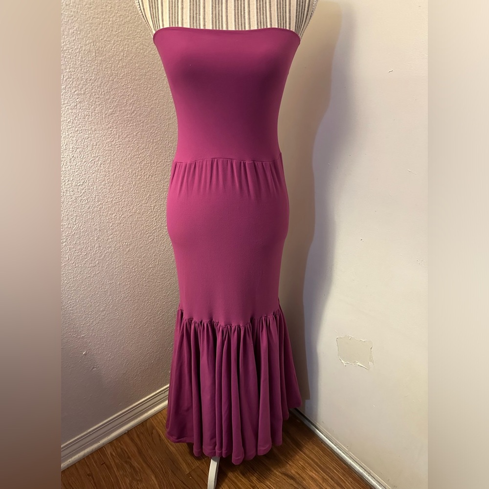 Hot Pink strapless dress or skirt with large ruffle